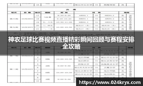 神农足球比赛视频直播精彩瞬间回顾与赛程安排全攻略